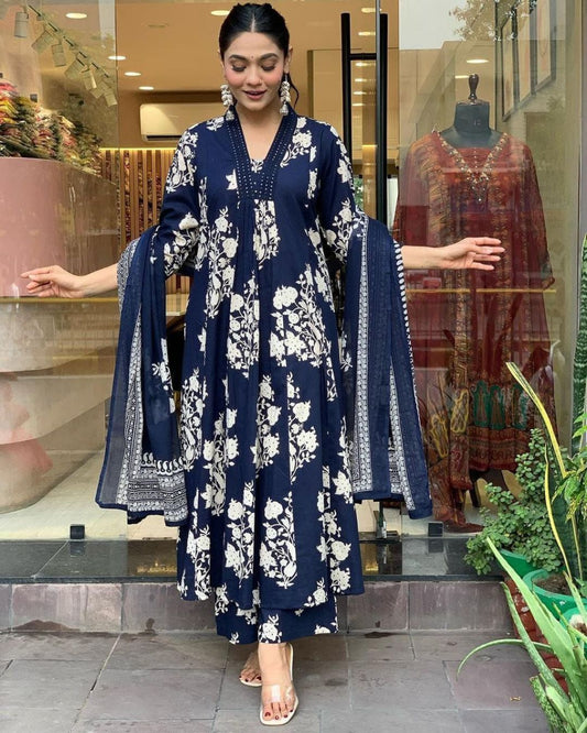 Rahini Heavy Designer Cotton Pair With Dupatta Set