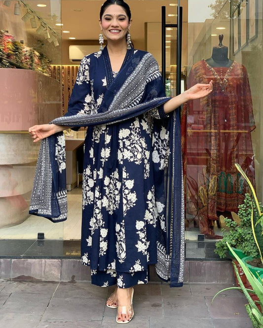 Rahini Heavy Designer Cotton Pair With Dupatta Set