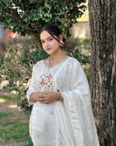 Anju Embroidery Work Kurta Set With Bottom & Dupatta
