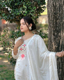 Anju Embroidery Work Kurta Set With Bottom & Dupatta