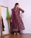Pure Maroon Color Silk Kurti Pant Set For Bridesmaid Office Party Casual Wear