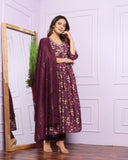Pure Maroon Color Silk Kurti Pant Set For Bridesmaid Office Party Casual Wear