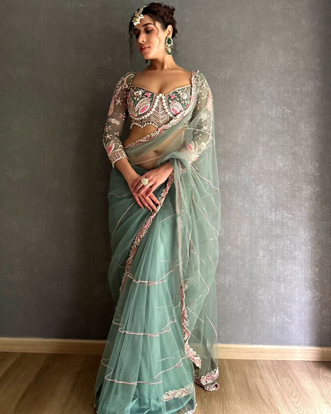 Pearl With Sequence Work Designer Saree