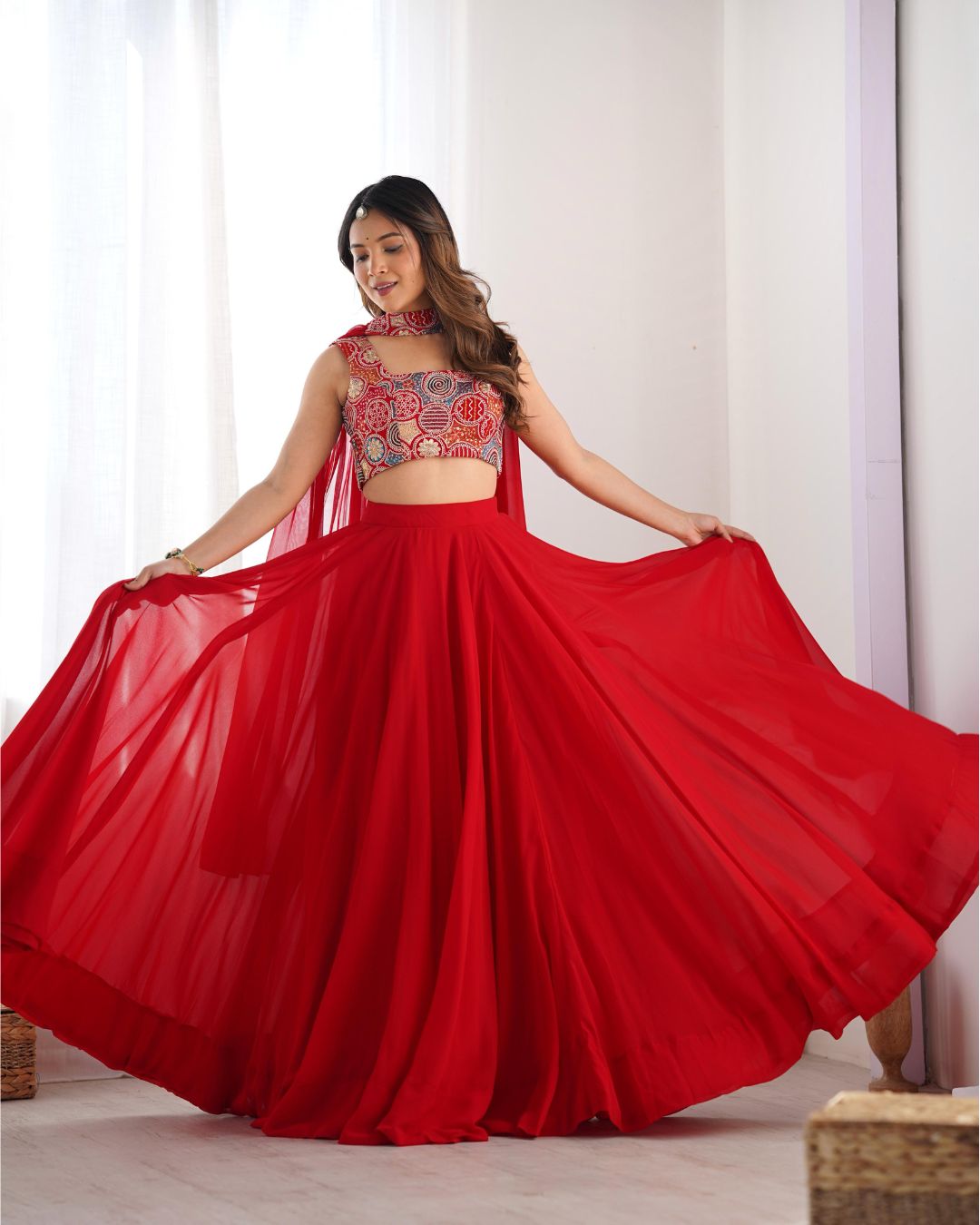 Red Color Premium Readymade Lehenga Choli
