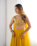 PURE SOFT FOX GEORGETTE BLOOMING FABRIC LEHENGHA CHOLI FULLY STTICHED