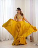 PURE SOFT FOX GEORGETTE BLOOMING FABRIC LEHENGHA CHOLI FULLY STTICHED