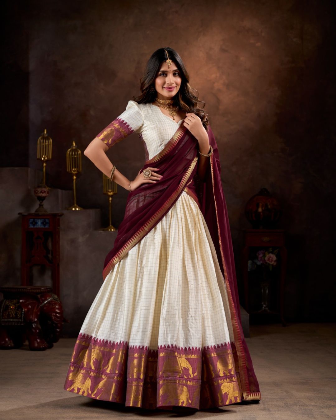 Kalyani Cotton Lehenga Choli Paired with Flowing Georgette Dupatta