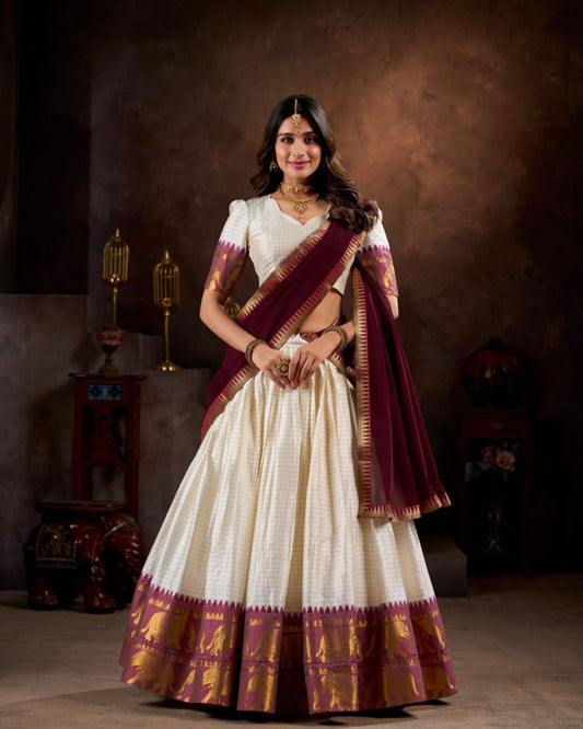 Kalyani Cotton Lehenga Choli Paired with Flowing Georgette Dupatta