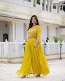 Embroidered Choli And Shrug With Flared Palazzo