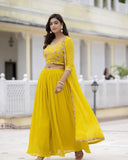 Embroidered Choli And Shrug With Flared Palazzo