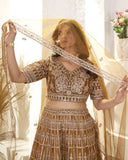 Golden Lehenga Choli With Dupatta Set