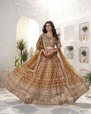 Golden Lehenga Choli With Dupatta Set