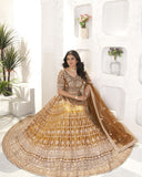 Golden Lehenga Choli With Dupatta Set