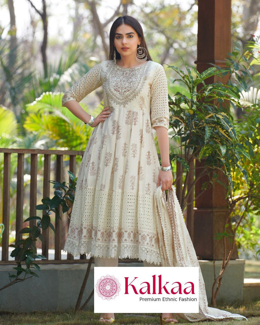 Raja rani Embroidery Kurti Set