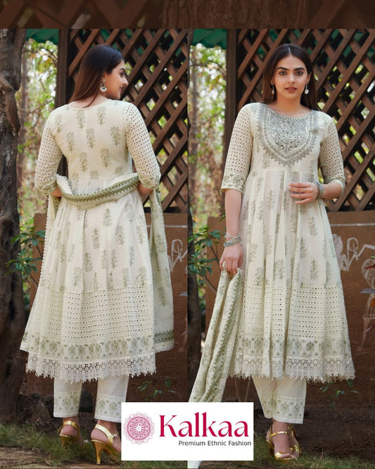 Raja rani Embroidery Kurti Set