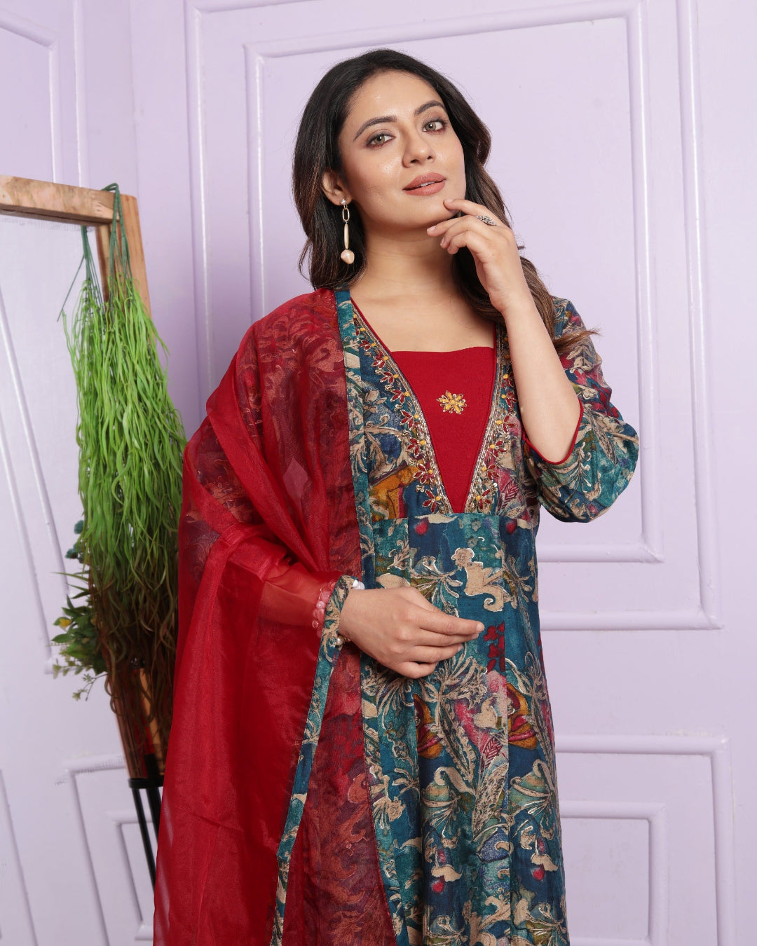 Pure Multicolor Silk Kurti Pant Set For Bridesmaid Office Party Casual Kalkaa USA
