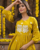 Discharge Print Long Slit Cotton 60'60 Kurta Pant Set