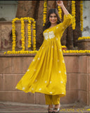 Discharge Print Long Slit Cotton 60'60 Kurta Pant Set
