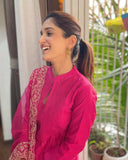 Pure Chanderi Kurti pent With Organza Dupatta Embroidery Work