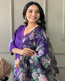 Beautiful kurta with heavy embroidery lace work