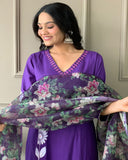 Beautiful kurta with heavy embroidery lace work