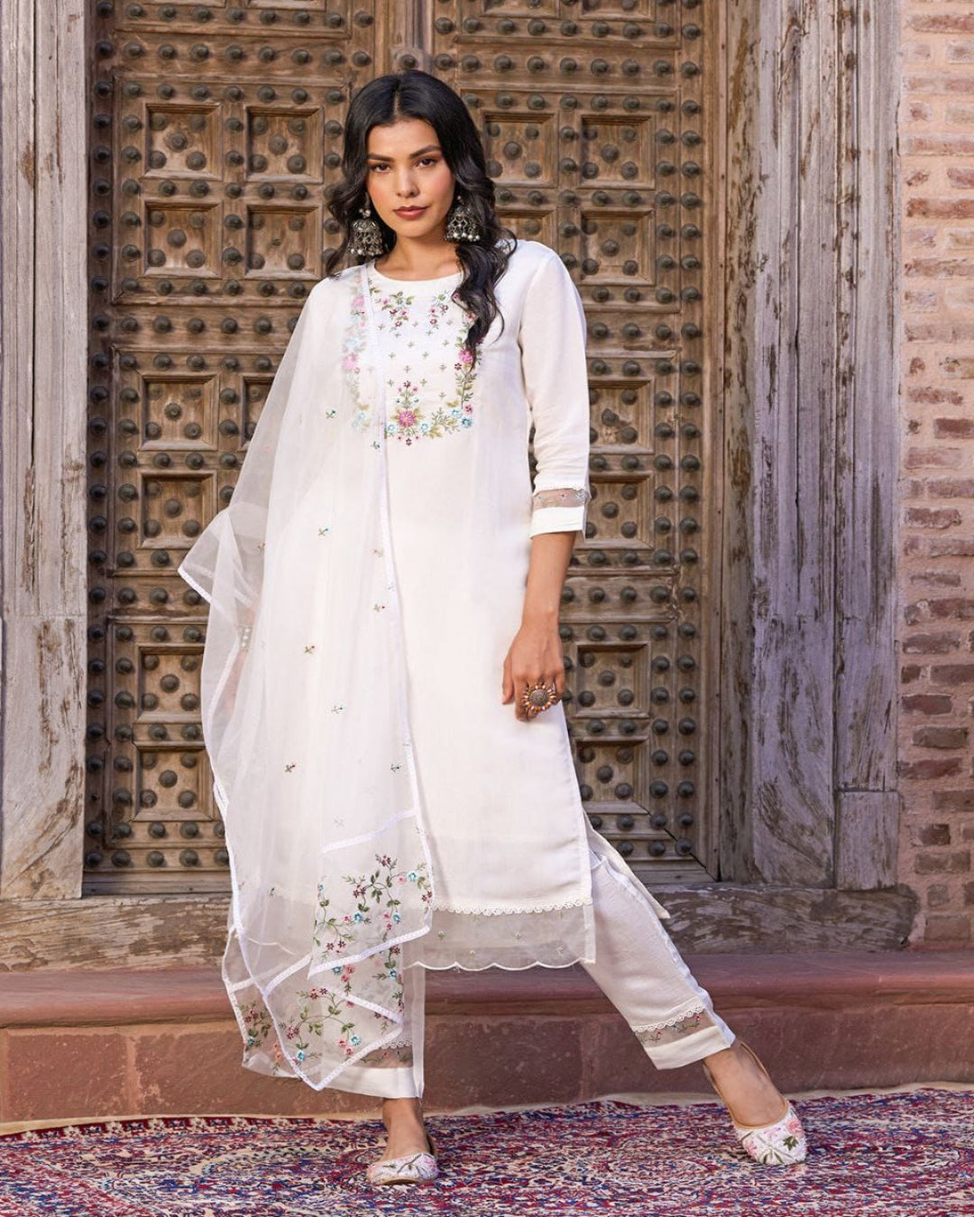 Vidya Viscose Chanderi With Sequences Embroidered Work