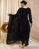 Designer Black Color Embroidery Kurti Pant Set