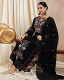 Designer Black Color Embroidery Kurti Pant Set
