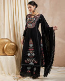 Designer Black Color Embroidery Kurti Pant Set