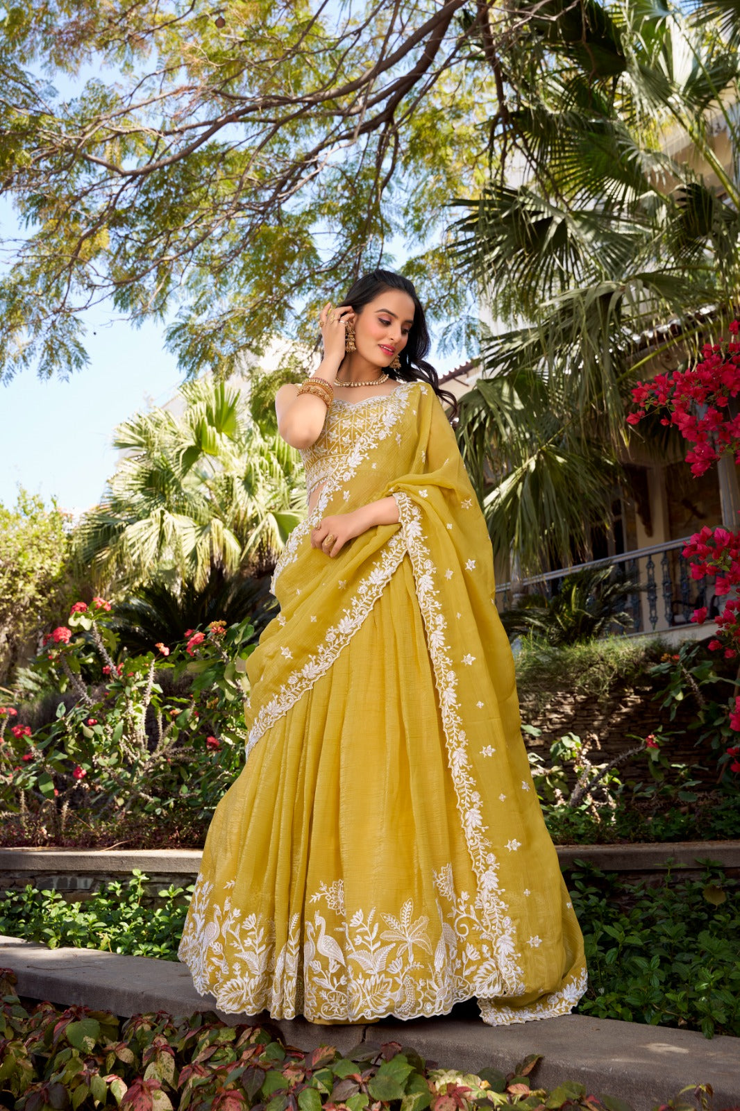 Mandira Golden Glow Embroidered Charm Lehenga Choli