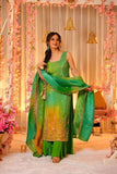 Bandhej Print Straight Suit With Intricate Beadwork