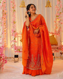 Bandhej Print Straight Suit With Intricate Beadwork
