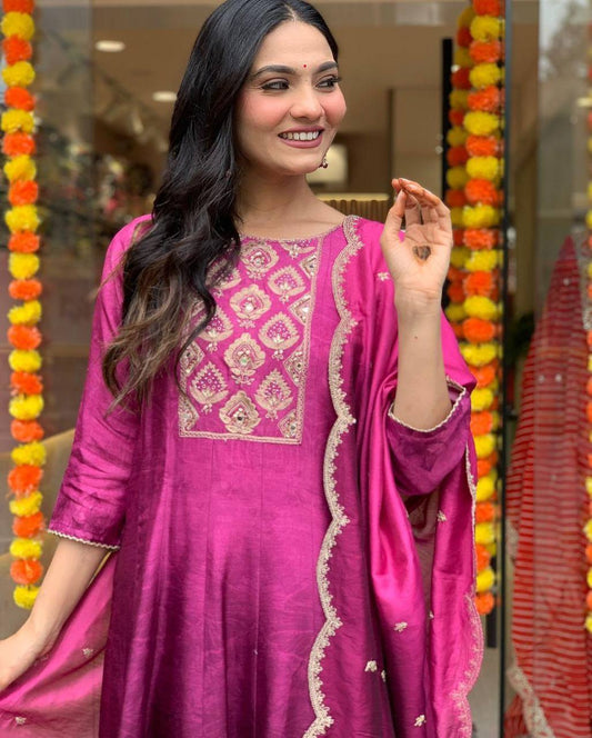 Premium Chinon beautiful Anarkali Gown Set