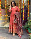 Premium Orange beautiful Heavy Lightweight Flowing Suit Set
