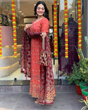 Premium Orange beautiful Heavy Lightweight Flowing Suit Set