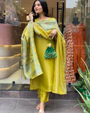 Premium beautiful Yellow Heavy Zari Weaving Suit Set