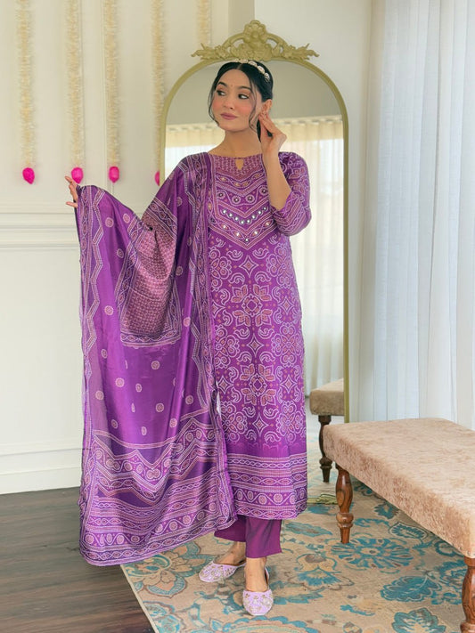 Trending Beautiful Cotton Kurti With Pant and Dupatta Set