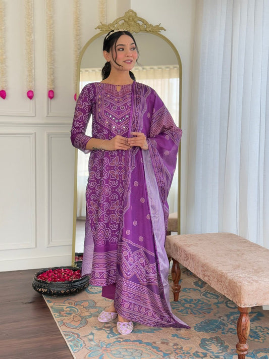 Trending Beautiful Cotton Kurti With Pant and Dupatta Set