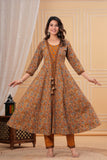 Two layer style Anarkali Kurti With Pant and Dupatta Set