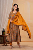 Two layer style Anarkali Kurti With Pant and Dupatta Set