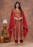 Designer Anarkali Azrak cotton suit