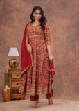 Designer Anarkali Azrak cotton suit