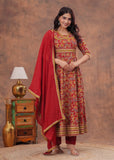Designer Anarkali Azrak cotton suit