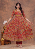 Designer Anarkali Azrak cotton suit