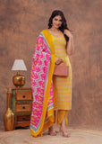 Premium Cotton 60*60 Print Kurti Pant With Dupatta Suit