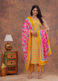 Premium Cotton 60*60 Print Kurti Pant With Dupatta Suit