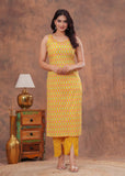 Premium Cotton 60*60 Print Kurti Pant With Dupatta Suit