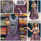 Floral Frilled With Embroidery Coding work  Lehengha choli
