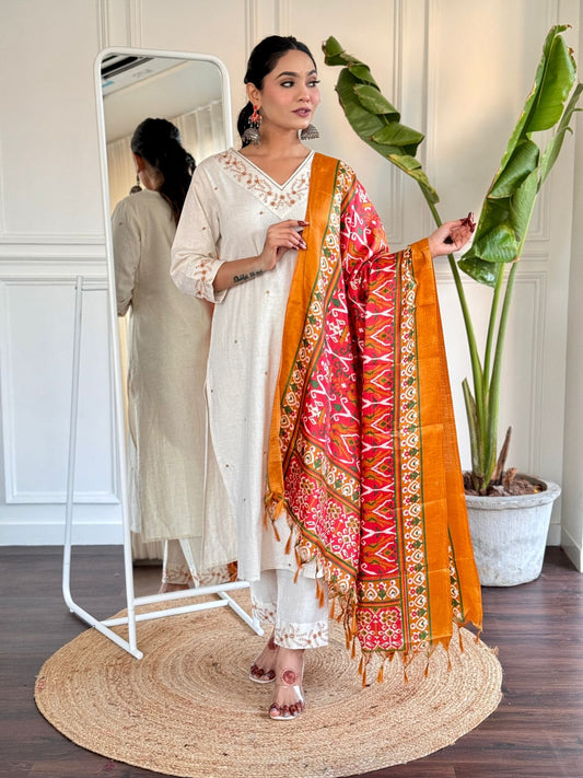 Beautiful Cotton Embroidery Work Suit