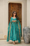 Anarkali dupatta set  with deep back neck and front neck design